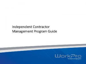 Contractor management program