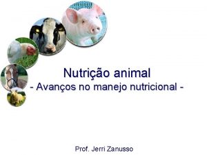 Nutrio animal Avanos no manejo nutricional Prof Jerri