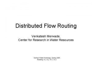 Lumped flow routing