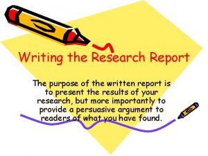 Research report purpose