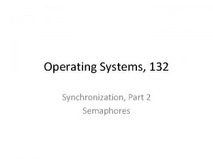 Operating Systems 132 Synchronization Part 2 Semaphores Semaphores