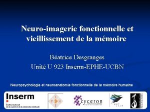 Neuroimagerie fonctionnelle et vieillissement de la mmoire Batrice