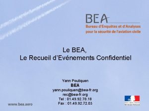 Le BEA Le Recueil dEvnements Confidentiel Yann Pouliquen