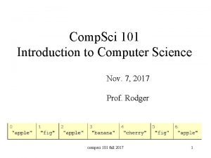 Comp Sci 101 Introduction to Computer Science Nov