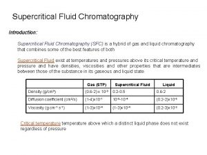 Supercritical Fluid Chromatography Introduction Supercritical Fluid Chromatography SFC