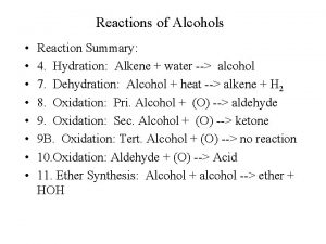 Alkene reactions summary