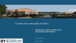 Troubles de la sensibilit et SDRC Rducation des