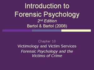 Introduction to forensic psychology bartol pdf