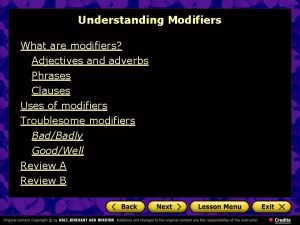Adjectives as modifiers