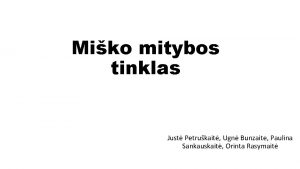 Miko mitybos tinklas Just Petrukait Ugn Bunzaite Paulina Miko mitybos tinklas Just Petrukait Ugn Bunzaite Paulina