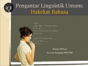 Pengantar Linguistik Umum Hakekat Bahasa Rohali M Hum