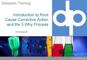 Dataplate Training Introduction to Root Cause Corrective Action