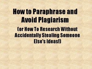 Paraphrasing plagiarism definition