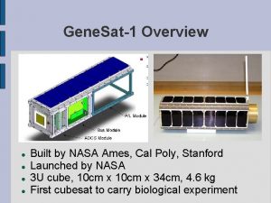 Gene Sat1 Overview Built by NASA Ames Cal