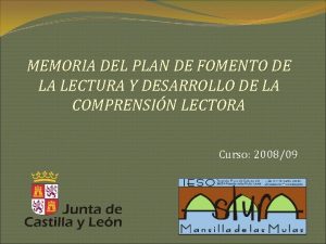 MEMORIA DEL PLAN DE FOMENTO DE LA LECTURA