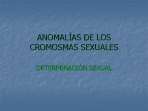 ANOMALAS DE LOS CROMOSMAS SEXUALES DETERMINACIN SEXUAL CONCEPTOS