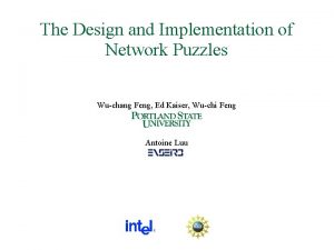 The Design and Implementation of Network Puzzles Wuchang