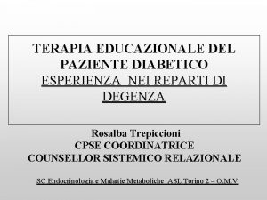 Terapia educazionale del diabetico