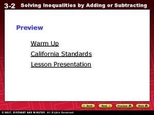 Lesson 3-2 solving inequalities