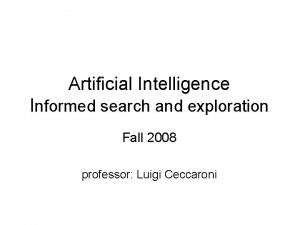 Artificial Intelligence Informed search and exploration Fall 2008