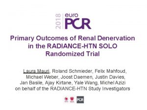 Primary Outcomes of Renal Denervation in the RADIANCEHTN