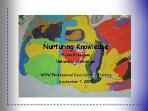 Nurturing Knowledge Susan B Neuman University of Michigan