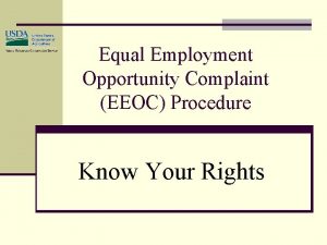 Equal Employment Opportunity Complaint EEOC Procedure Know Your