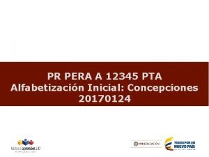 PR PERA A 12345 PTA Alfabetizacin Inicial Concepciones