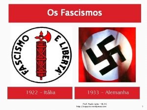 Os Fascismos 1922 Itlia 1933 Alemanha Prof Paulo