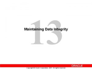 Data integrity in oracle