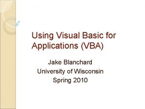 Visual basic application Visual basic application