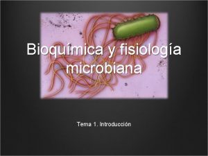 Bioqumica y fisiologa microbiana Tema 1 Introduccin Qu
