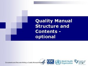 Quality manual contents