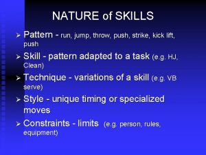 Nature of skill Nature of skill