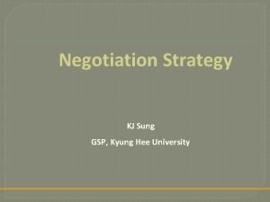 Negotiation Strategy KJ Sung GSP Kyung Hee University