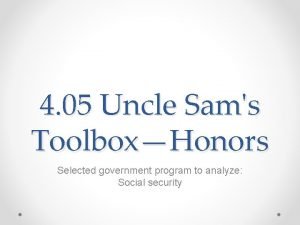 Uncle sam's toolbox honors