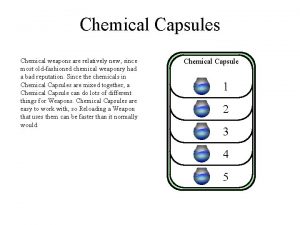 Chemical Capsules Chemical weapons are relatively new since