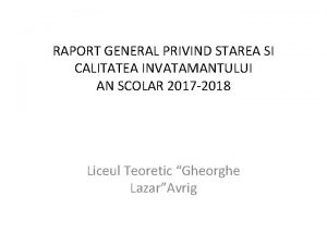 Raport privind calitatea invatamantului