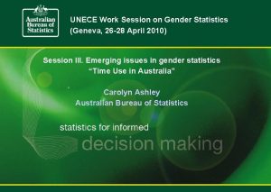 UNECE Work Session on Gender Statistics Geneva 26