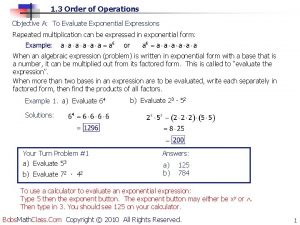Order of operations agreement