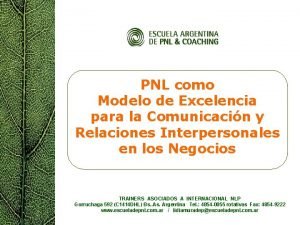 PNL como Modelo de Excelencia para la Comunicacin