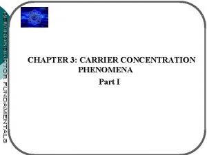 CHAPTER 3 CARRIER CONCENTRATION PHENOMENA Part I SUBTOPICS