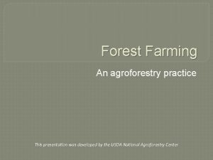 Forest farming definition