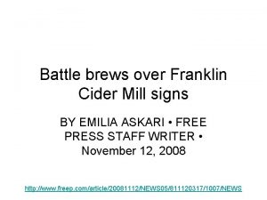 Battle brews over Franklin Cider Mill signs BY