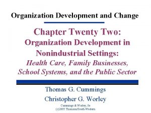 Organization Development and Change Chapter Twenty Two Organization