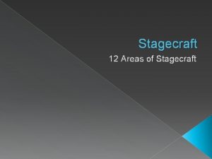 Stagecraft 12 Areas of Stagecraft Your Task Over