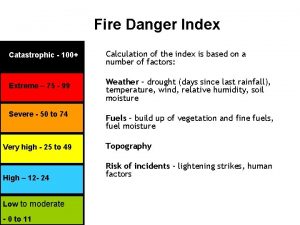 Fire Danger Index Catastrophic 100 Catastrophic Calculation of
