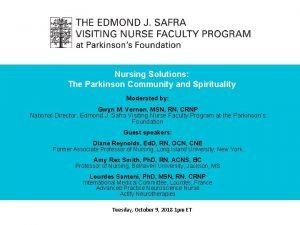 Nursing Solutions The Parkinson Community and Spirituality Moderated