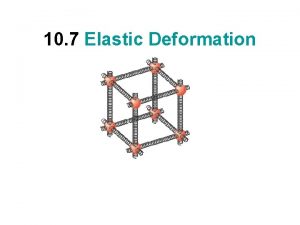 10 7 Elastic Deformation Elastic Deformations DEFORMATION Linear