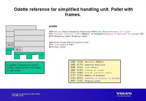 Odette reference for simplified handling unit Pallet with